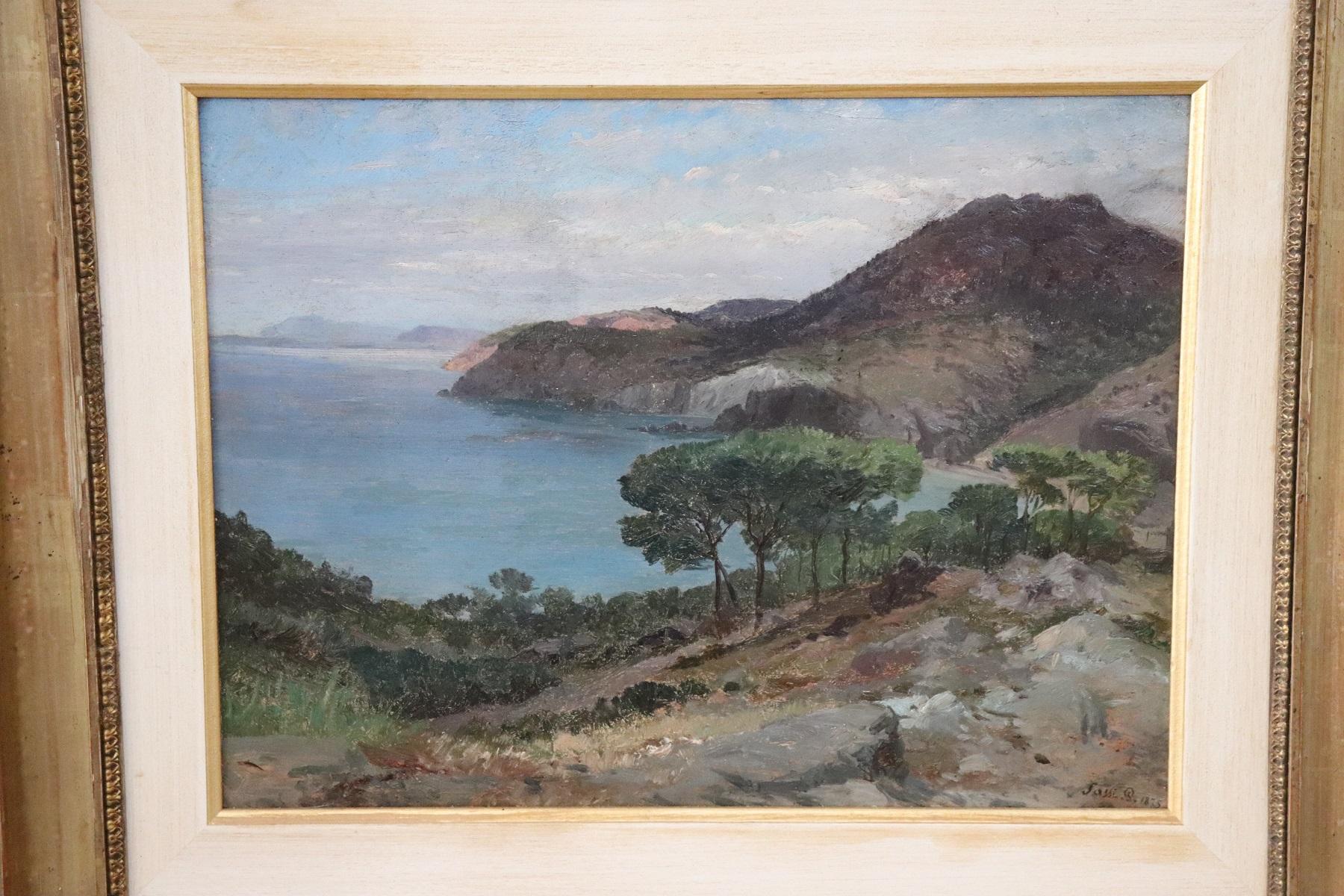 Important oil painting on wood coming from a collection of 19th century works. Painting signed by Pietro Sassi, an artist of great importance, who entered the history of art among the great 20h century Italian painters. This painting is signed and