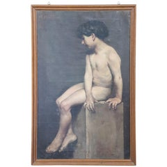 19th Century Important Italian Artist Portrait of Naked Child, Signed