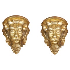 19th century important pair of golden shelves