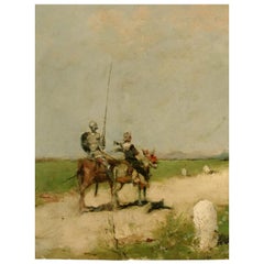 19th Century Impressionist Oil Painting Don Quixote De La Mancha 19th Century Impressionist Oil Painting Don Quixote De La Mancha