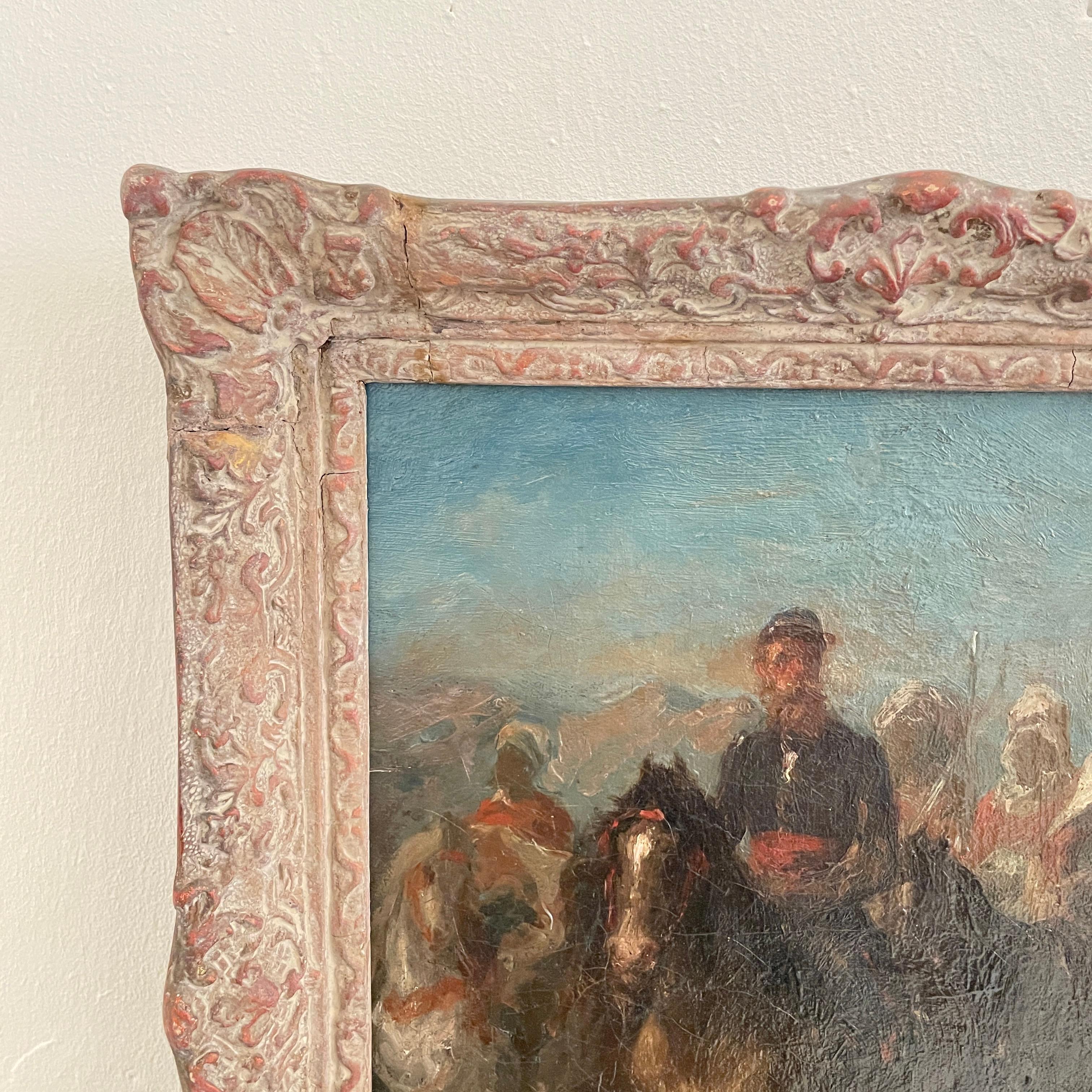 Canvas 19th Century Impressionist Oil Painting, Original Frame, Eugene Delacroix, 1830s For Sale