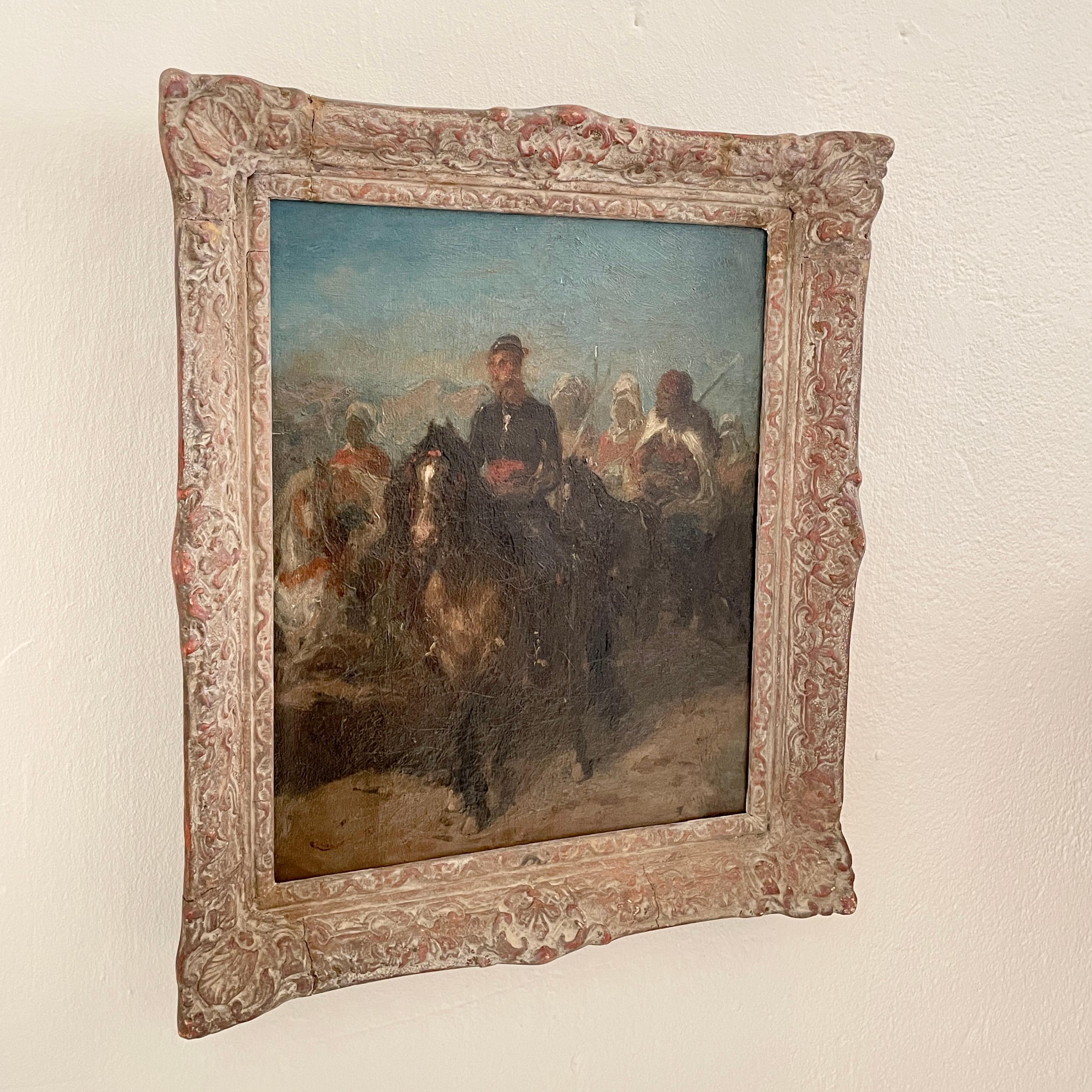 French 19th Century Impressionist Oil Painting, Original Frame, Eugene Delacroix, 1830s For Sale
