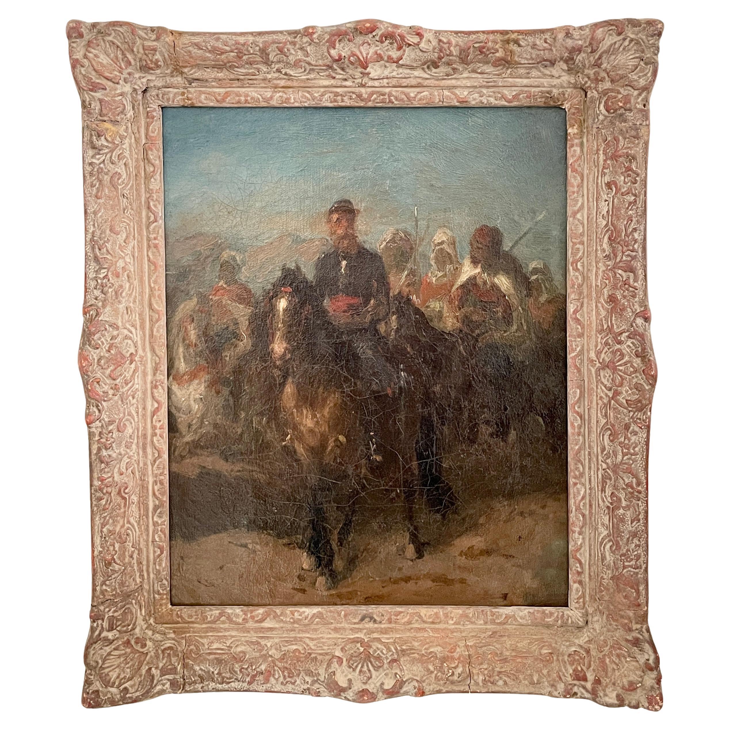 19th Century Impressionist Oil Painting, Original Frame, Eugene Delacroix, 1830s For Sale