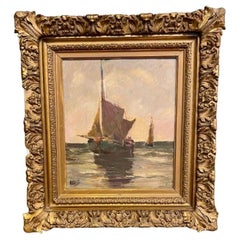 19th Century Impressionist Seascape with Schooner