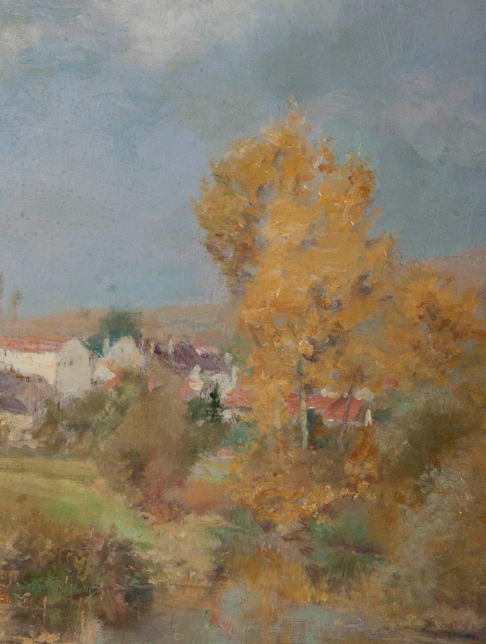 Hand-Painted 19th Century Impressionistic Oil Painting by Pierre Georges Jeanniot For Sale