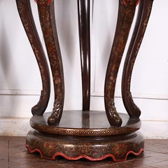 19th Century Impressive Black Lacquered Pair of Pedestals