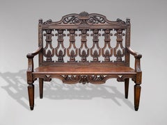 19th Century Impressive Carved Oak Hall Bench