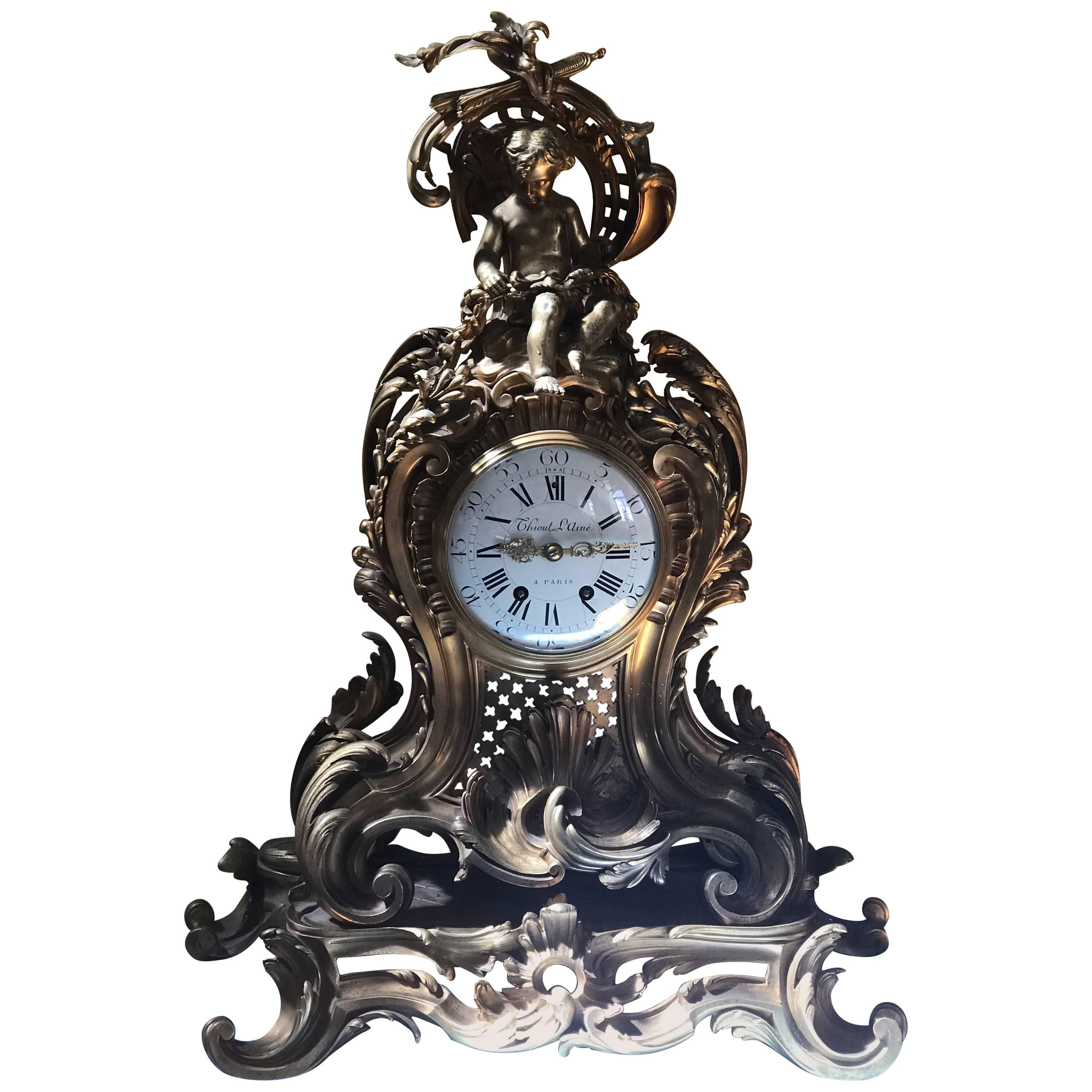 19th Century Impressive Ormolu French Mantle Clock For Sale