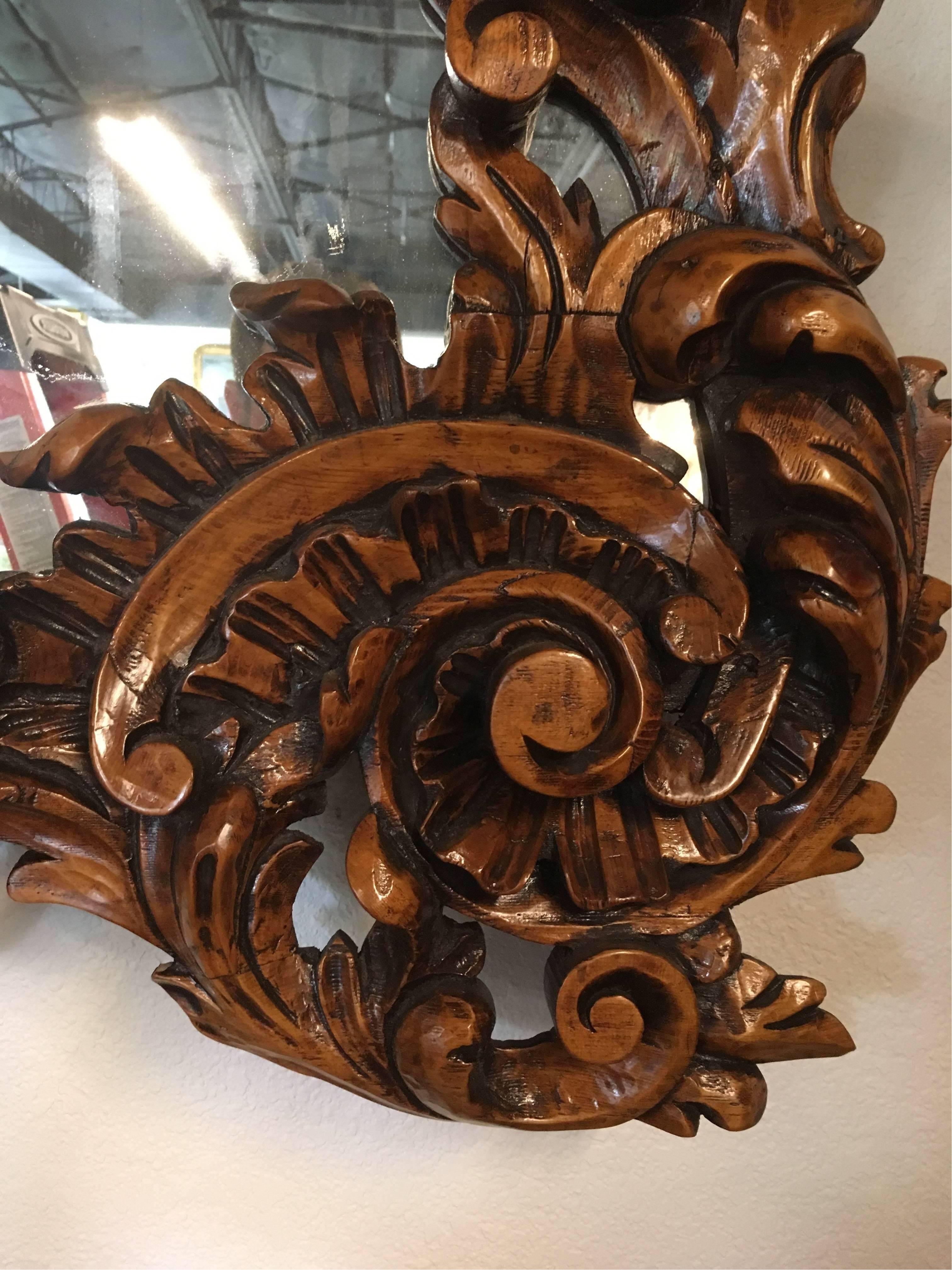 Baroque 19th Century Impressively Carved Oak Ballroom Mirror in the Flemish Manner For Sale