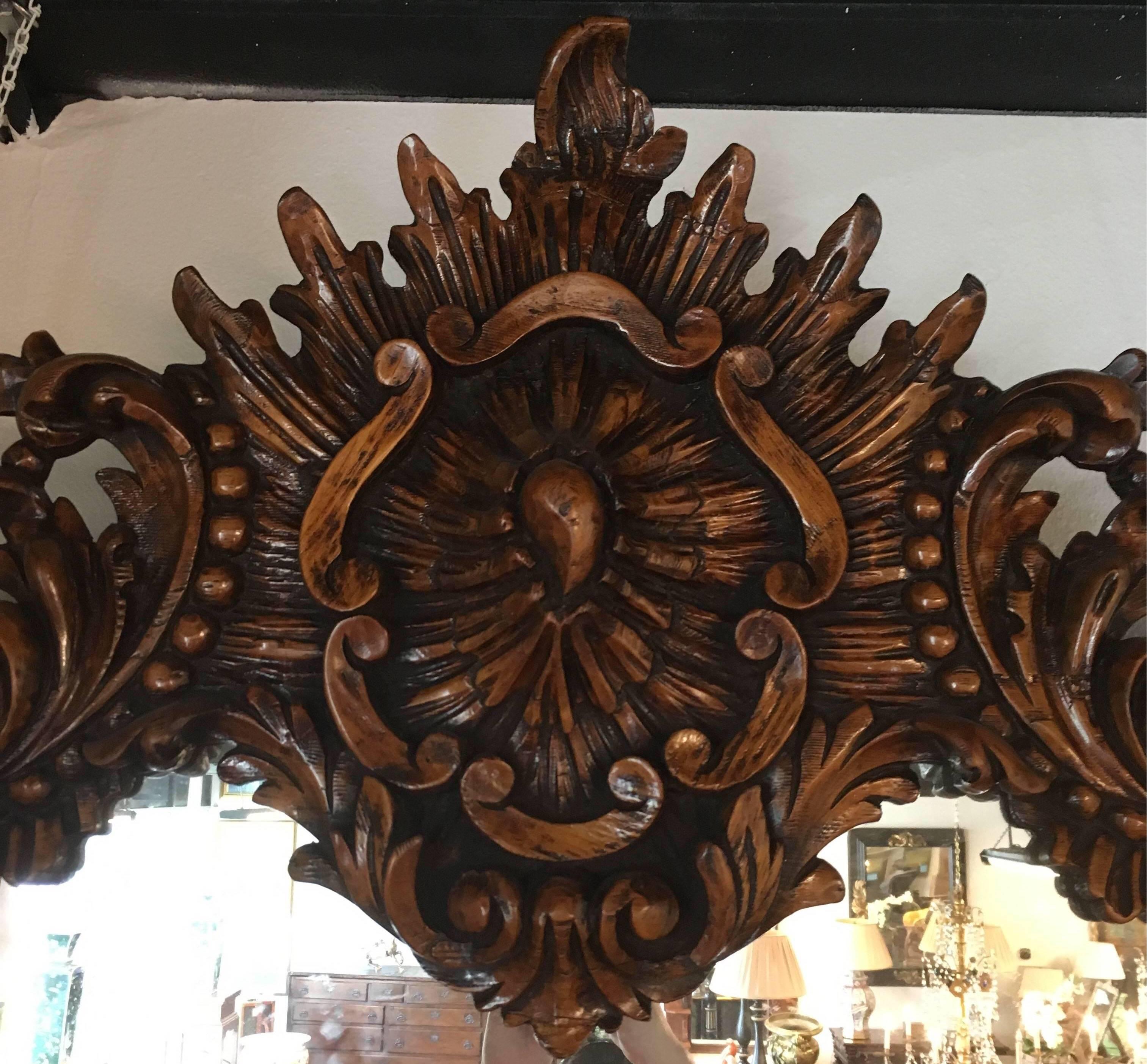 Dutch 19th Century Impressively Carved Oak Ballroom Mirror in the Flemish Manner For Sale
