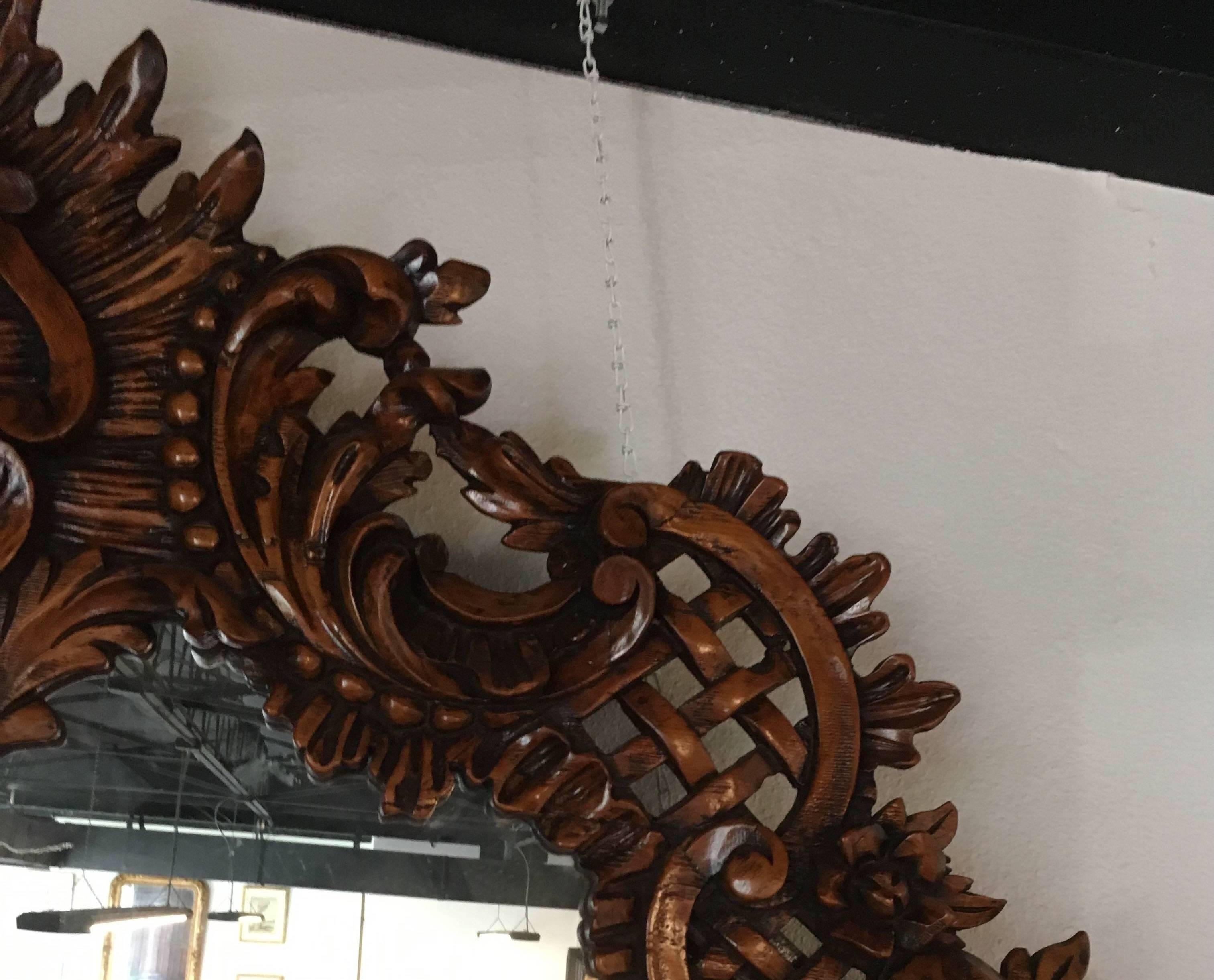 Hand-Carved 19th Century Impressively Carved Oak Ballroom Mirror in the Flemish Manner For Sale