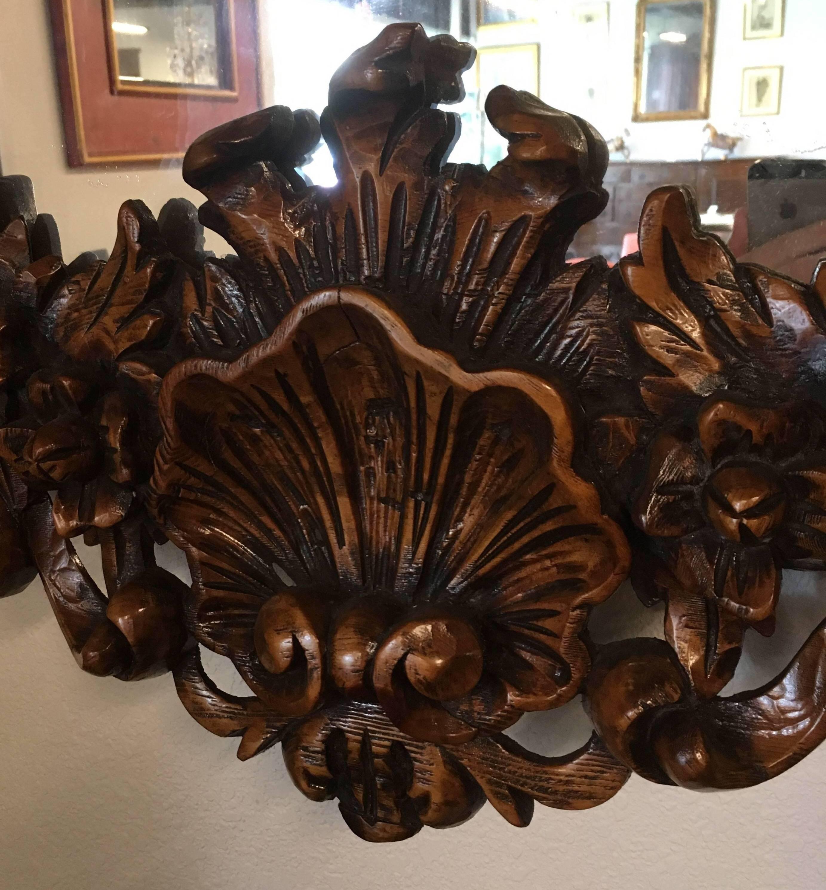 18th Century 19th Century Impressively Carved Oak Ballroom Mirror in the Flemish Manner For Sale