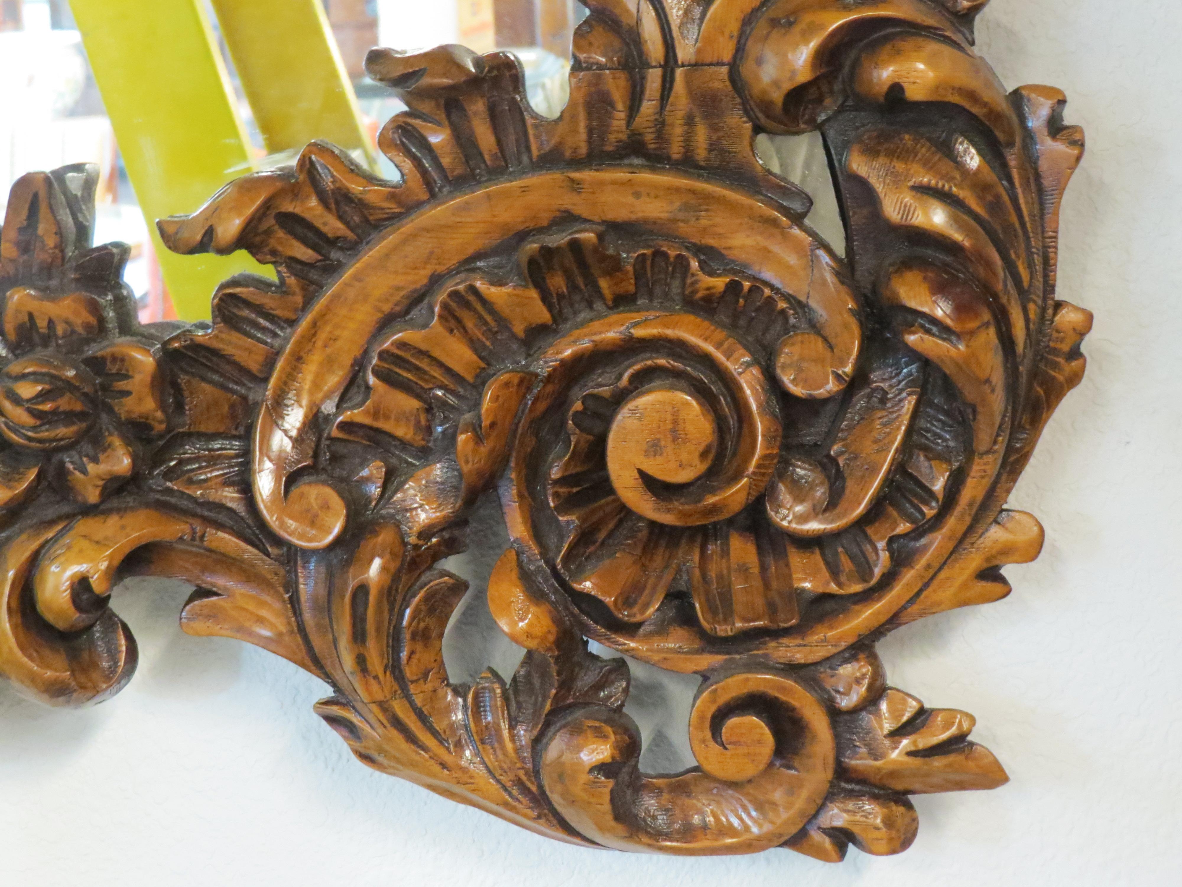 19th Century Impressively Carved Oak Ballroom Mirror in the Flemish Manner For Sale 1