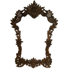 Antique 19th Century Impressively Carved Oak Ballroom Mirror in the Flemish Manner