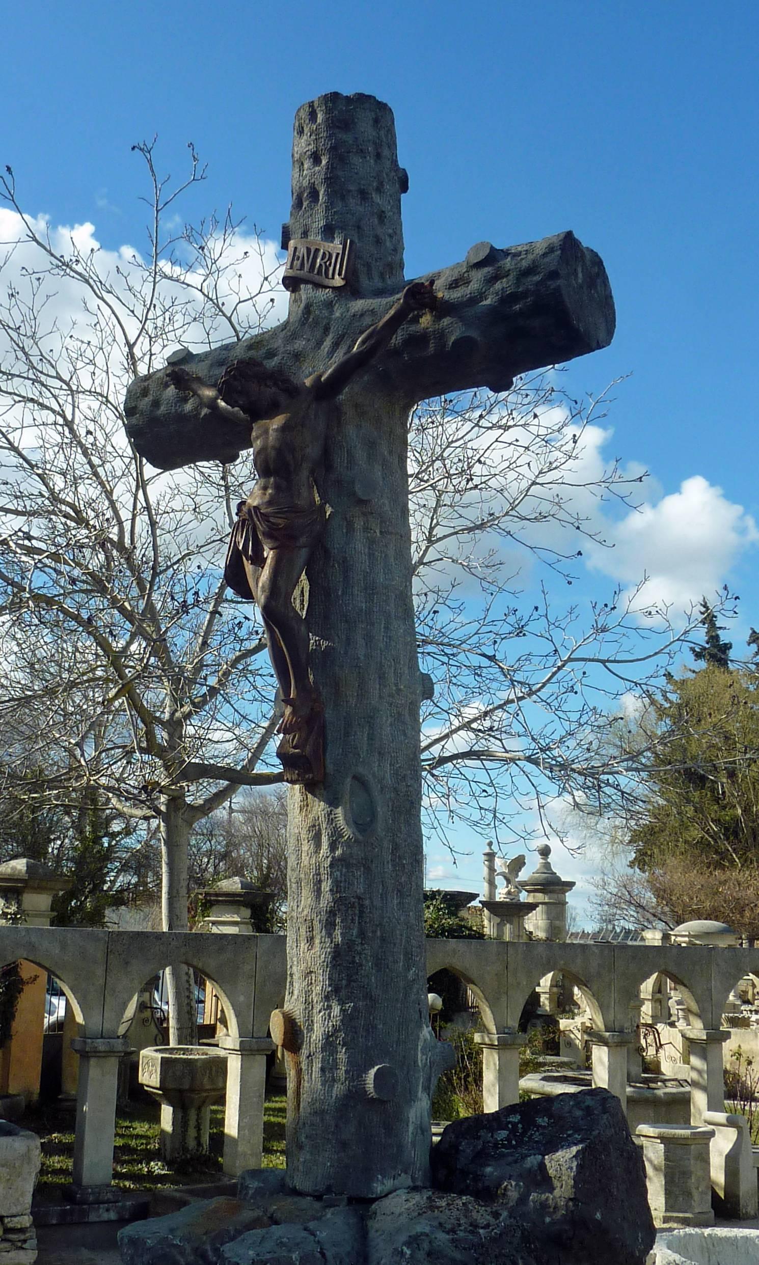 Late 19th Century 19th Century in Jesus-Christ Cross in Natural Stone and Forged Iron, France For Sale