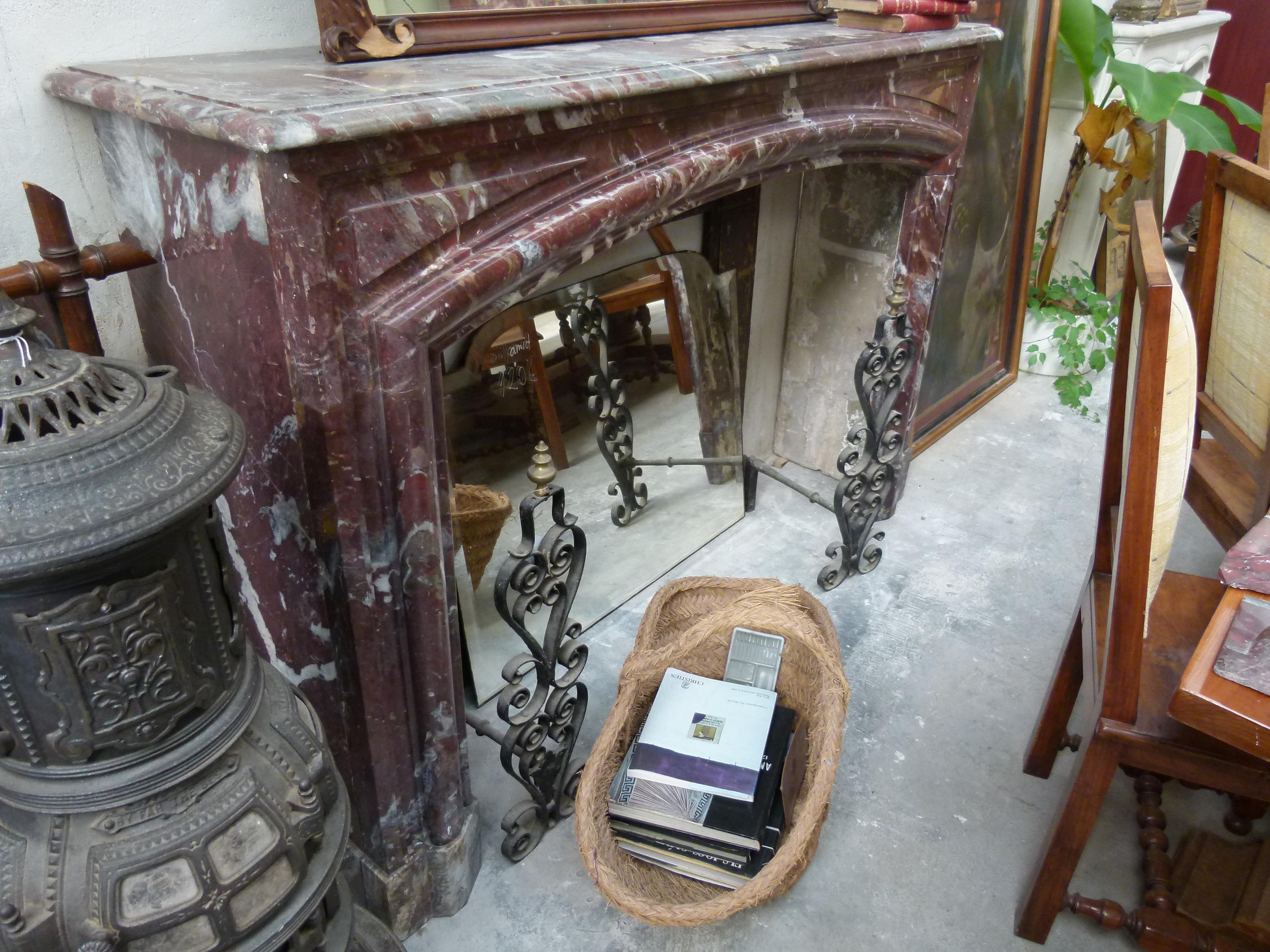 19th century in Louis XIV style Languedoc marble fireplace mantel.
  