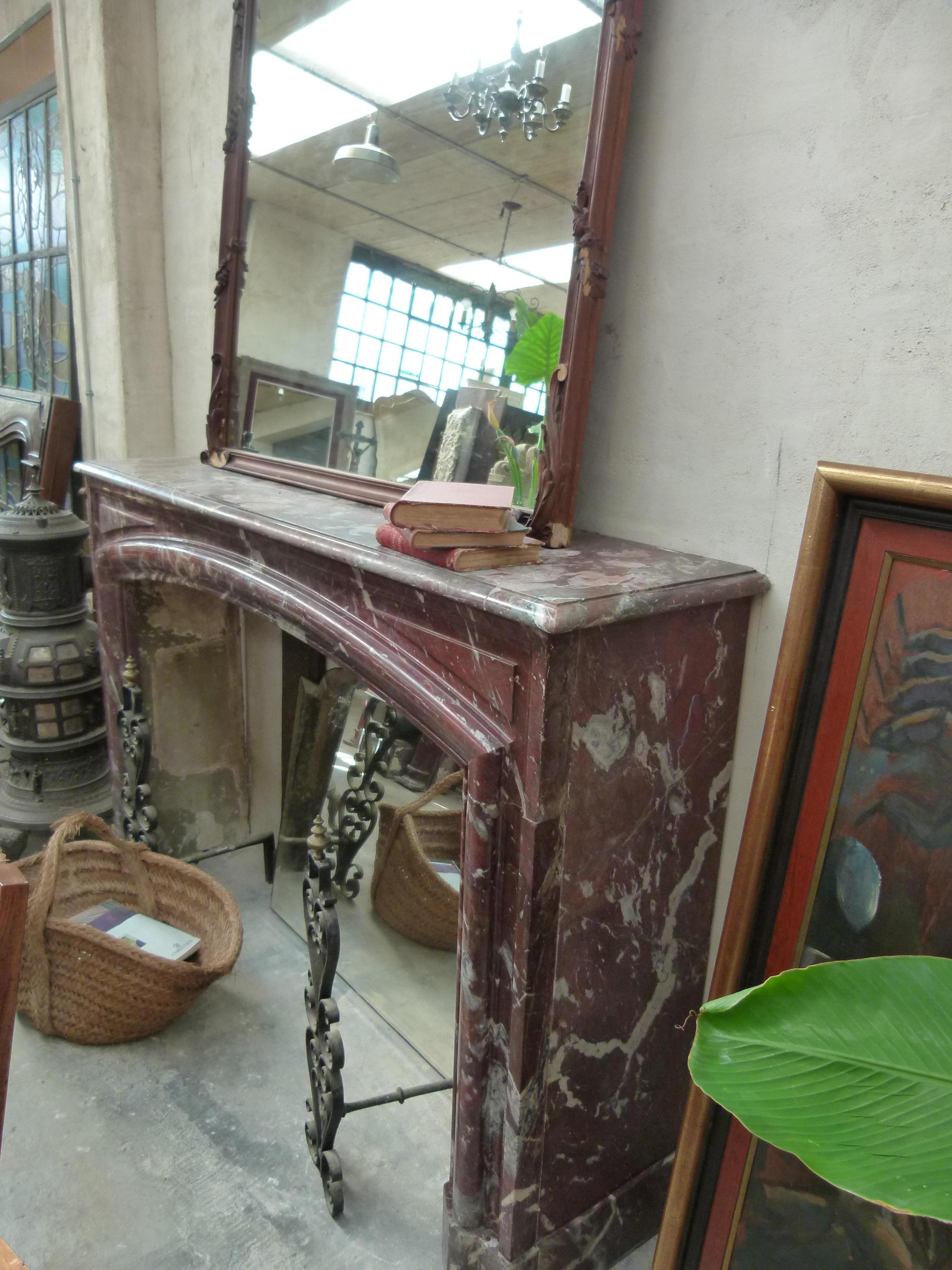 French 19th Century in Louis XIV Style Languedoc Marble Fireplace Mantel