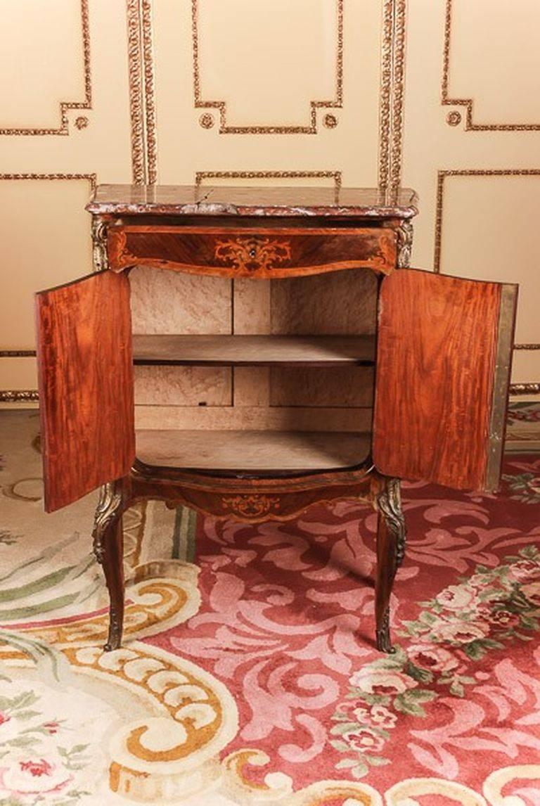 French 19th Century in the Style of the Louis XV Napoleon III Inlaid Cabinet For Sale