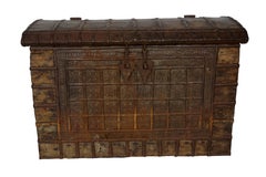 19th Century India Iron-Bound Hardwood Dowry Chest
