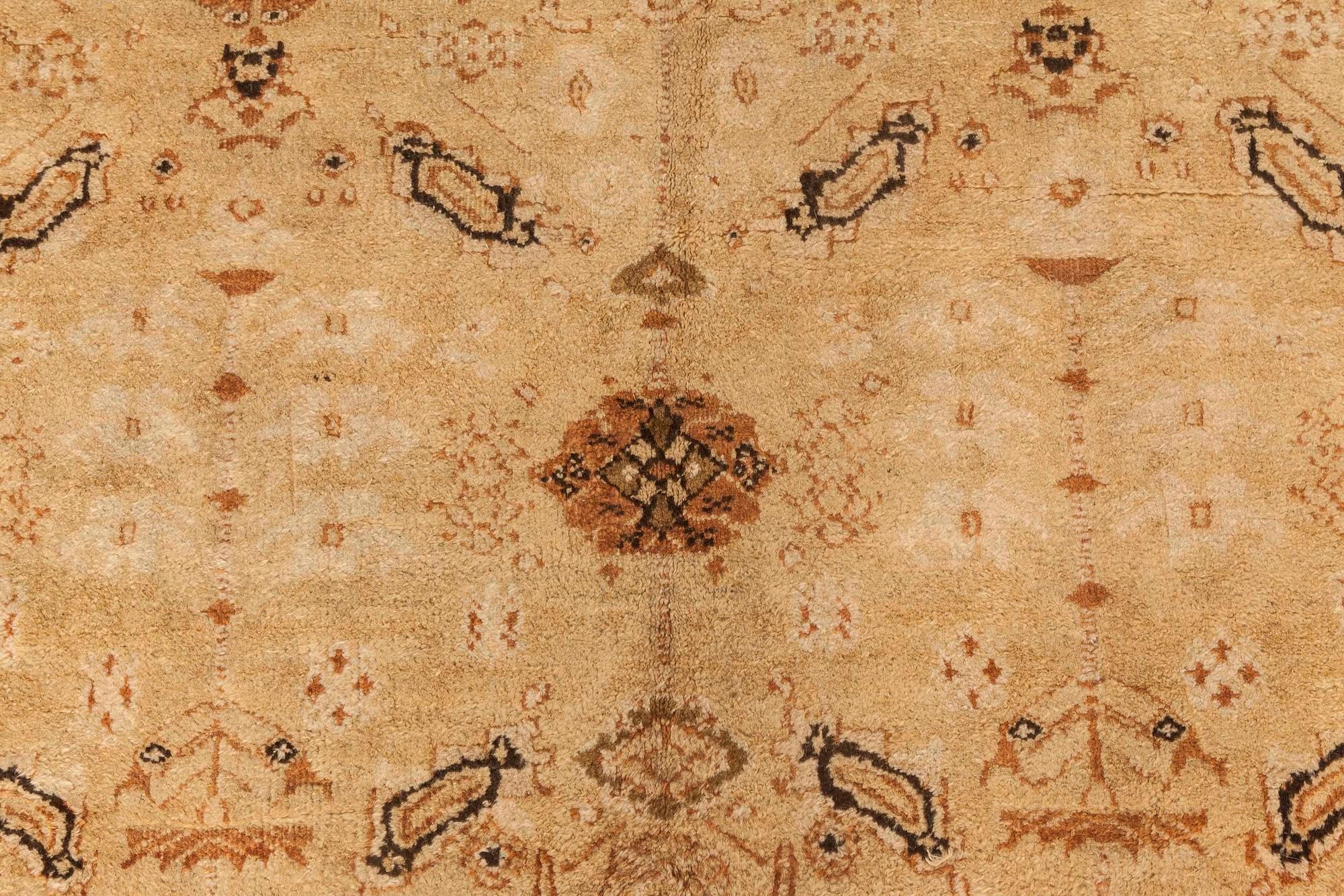 19th century Indian Agra beige and brown rug (size adjusted).
Size: 10'3