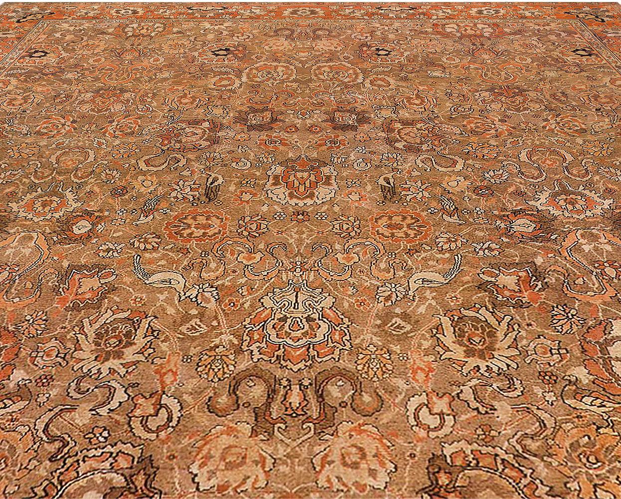 19th century Indian Amritsar brown, beige and salmon wool rug
Size: 13'9