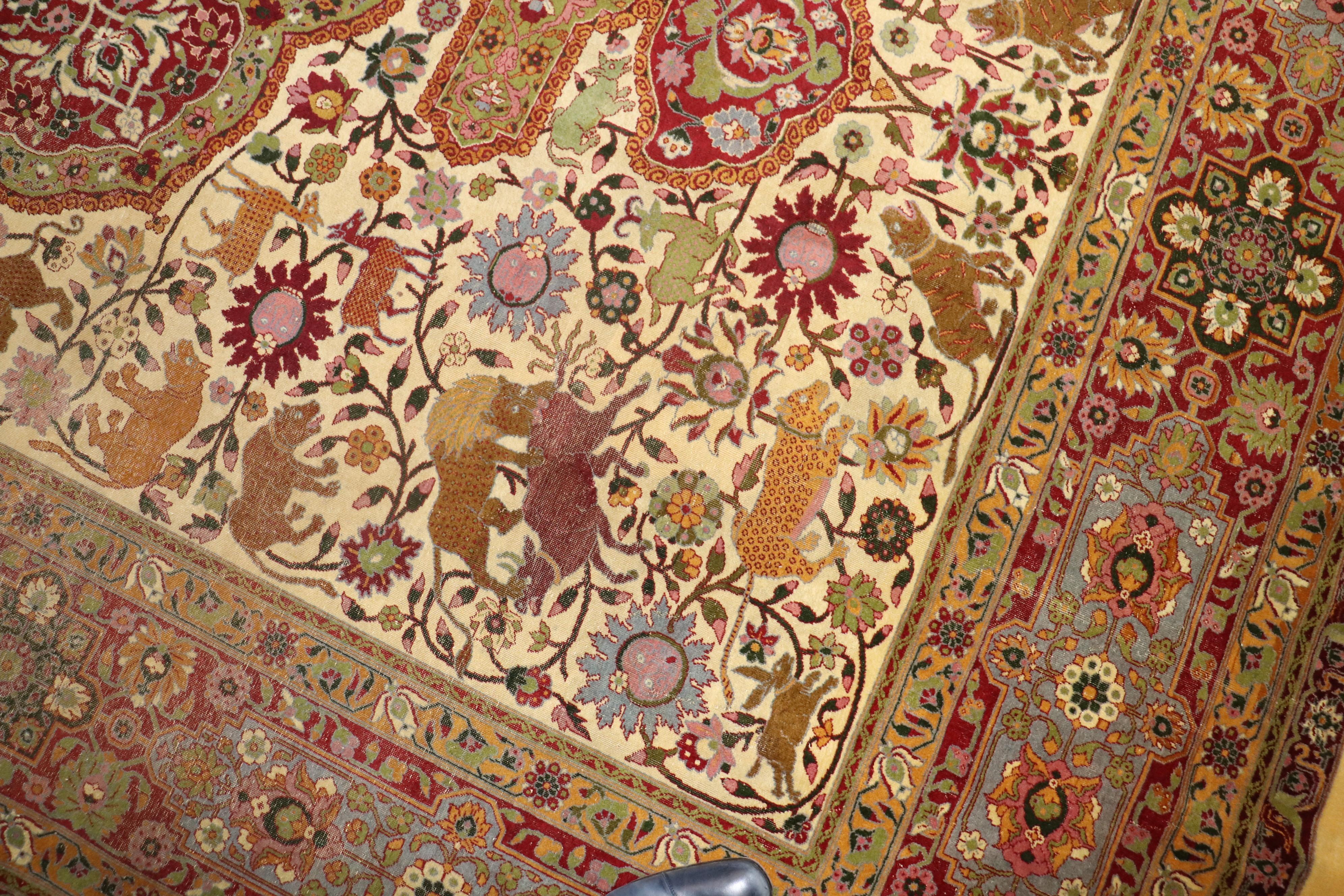 19th Century Indian Animal Motif Rug For Sale 1