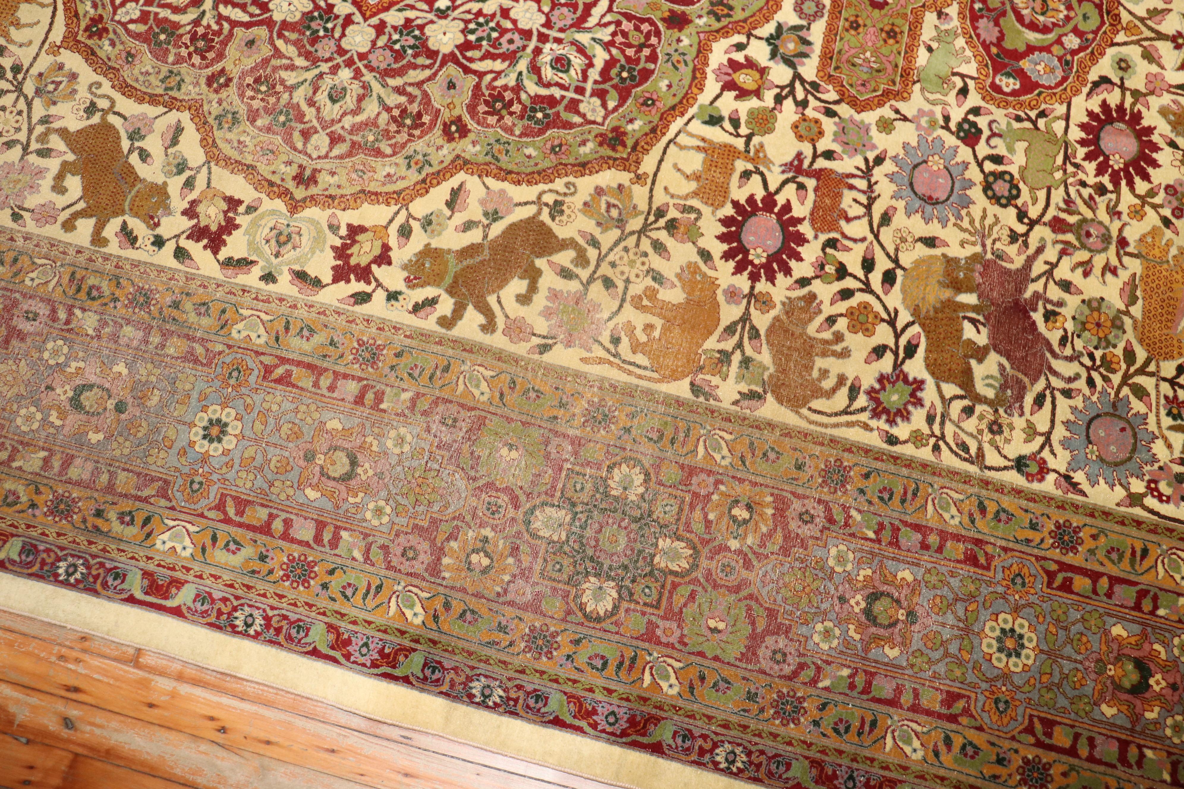 19th Century Indian Animal Motif Rug For Sale 2