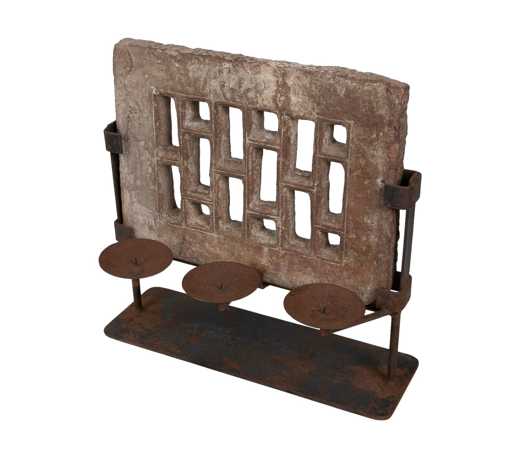 19th Century Indian Architectural Element of Stone Building with Iron Support For Sale 3