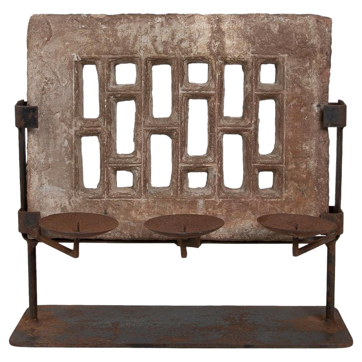 19th Century Indian Architectural Element of Stone Building with Iron Support For Sale
