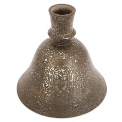 19th Century Indian Bidri Metal Hookah Base