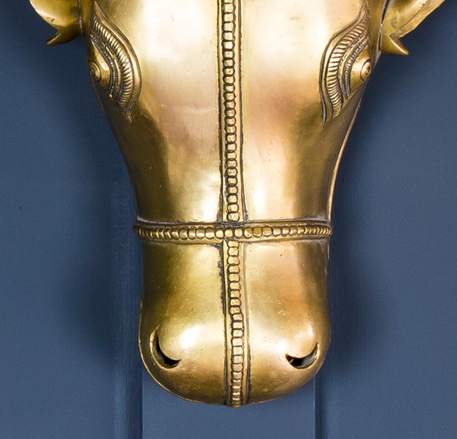 Cast 19th Century Indian Brass Cow Head Wall Hung