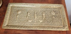 19th Century Indian Brass Platter with Floral Decorations and Hindu Deities