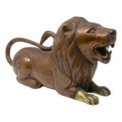 19th Century Indian Bronze Sculpture of a Lying Lion
