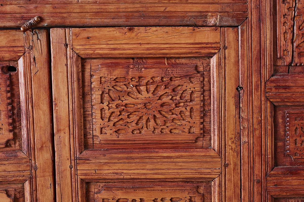 19th Century Indian Carved Panel with Shutter Windows For Sale 4