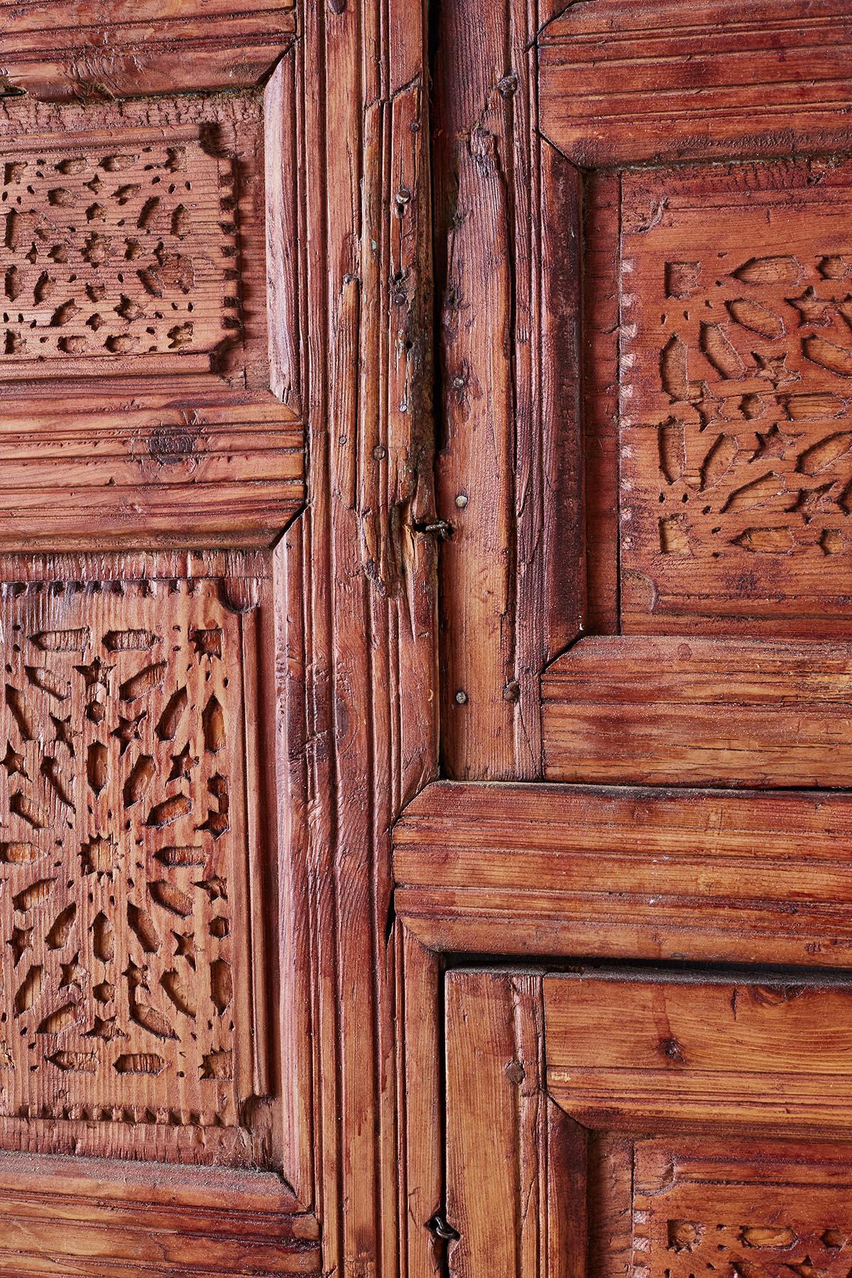 19th Century Indian Carved Panel with Shutter Windows For Sale 5