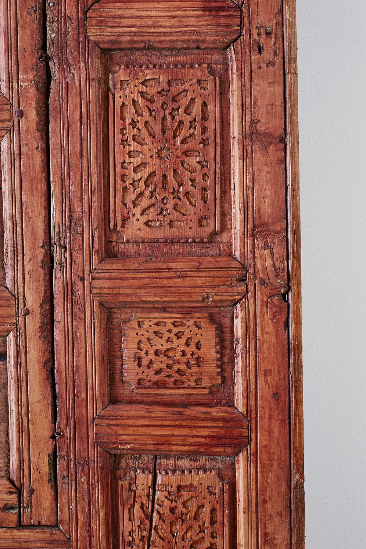 19th Century Indian Carved Panel with Shutter Windows For Sale 6