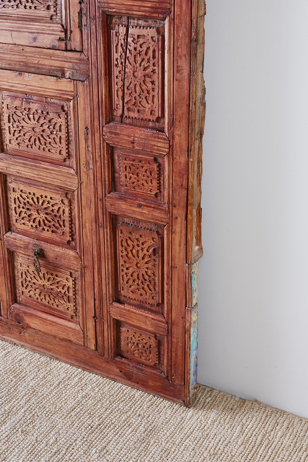 19th Century Indian Carved Panel with Shutter Windows For Sale 7