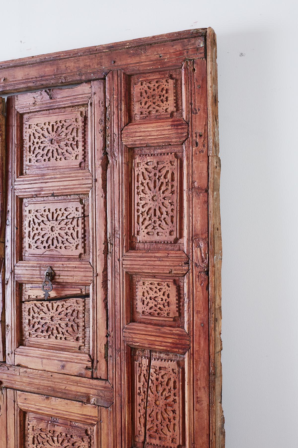 19th Century Indian Carved Panel with Shutter Windows For Sale 8