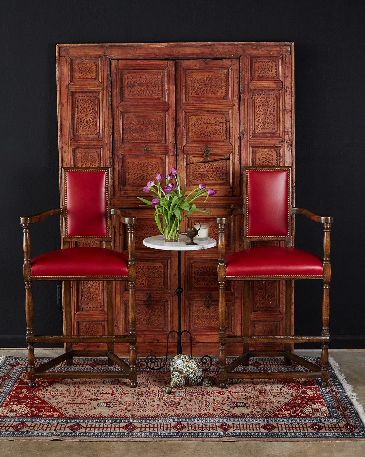 Fantastic 19th century Indian wall panel with two sets of shutter windows. Features a highly carved front with a blossom or starburst motif. On top and bottom are sets of hinged panels or windows that open with decorative brass etched pulls. The