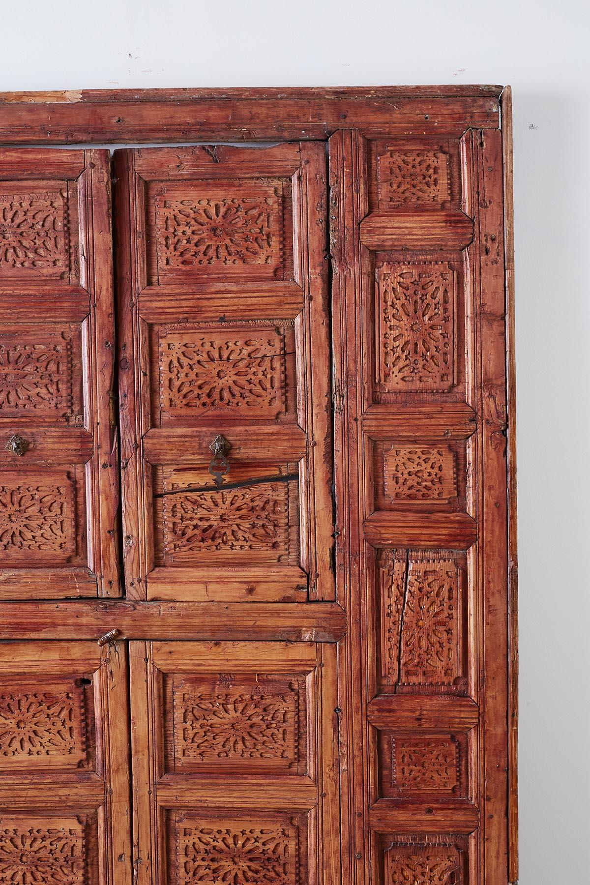 Anglo-Indian 19th Century Indian Carved Panel with Shutter Windows For Sale