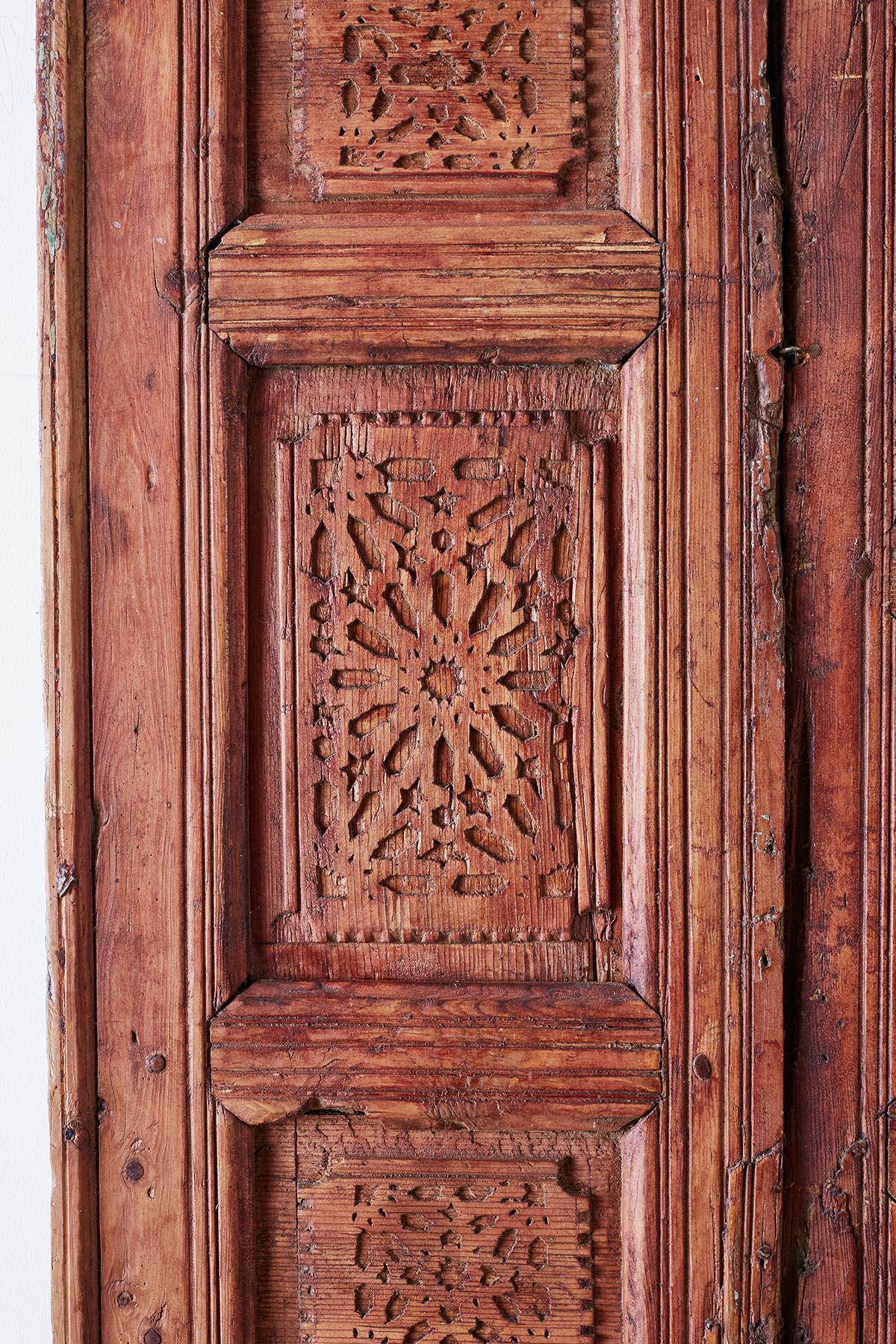 Brass 19th Century Indian Carved Panel with Shutter Windows For Sale