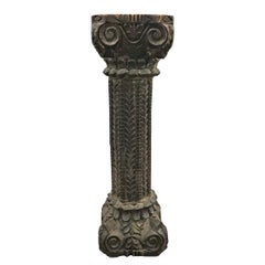 19th Century Indian Carved Wood Column