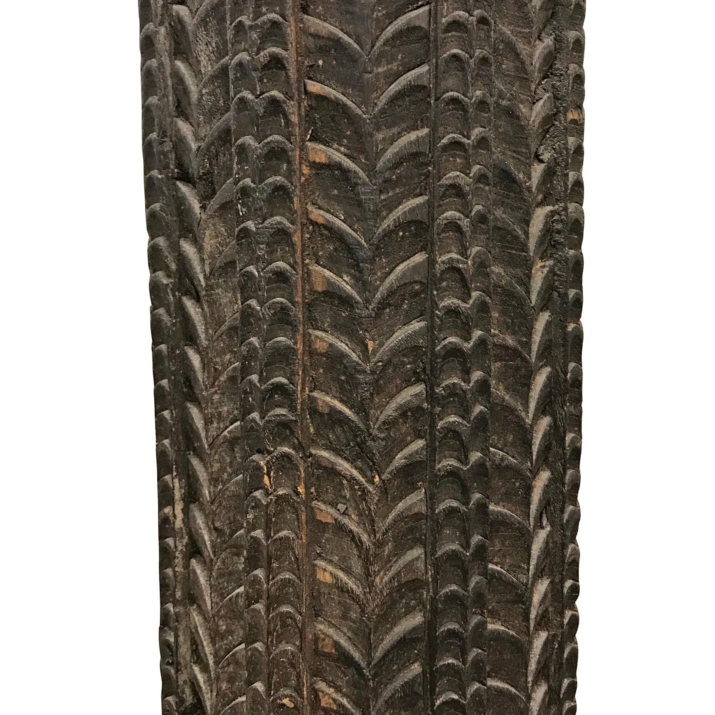 Hand-Carved 19th Century Indian Carved Wood Column