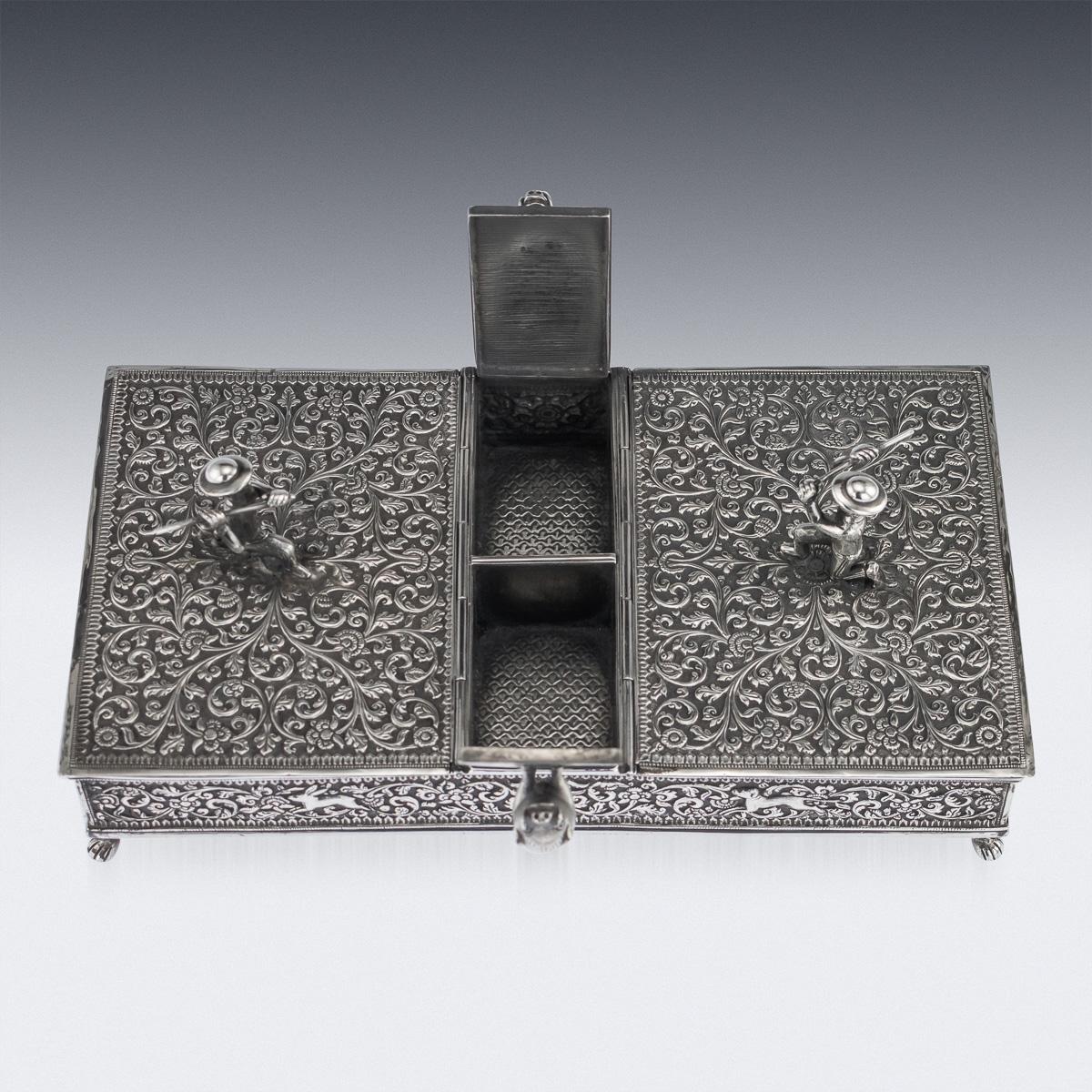 19th Century Indian Colonial Cutch Solid Silver Double Cigar Box, circa 1890 7