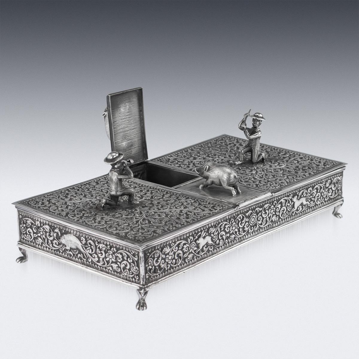 19th Century Indian Colonial Cutch Solid Silver Double Cigar Box, circa 1890 2