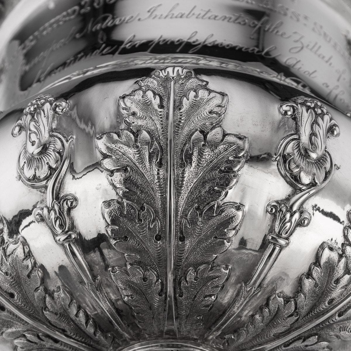 19th Century Indian Colonial Solid Silver Trophy Cup & Cover, Gordon & Co, 1840 12