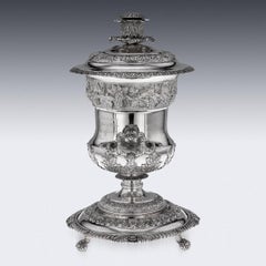 19th Century Indian Colonial Solid Silver Trophy Cup & Cover, Gordon & Co, 1840