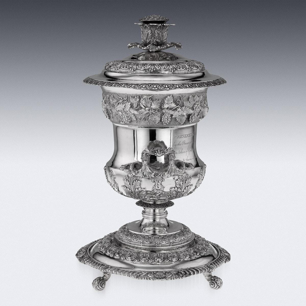 19th Century Indian Colonial Solid Silver Trophy Cup & Cover, Gordon & Co, 1840 In Good Condition In Royal Tunbridge Wells, Kent
