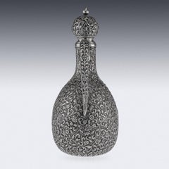 19th Century Indian Cutch Solid Silver Repousse Ewer, circa 1880