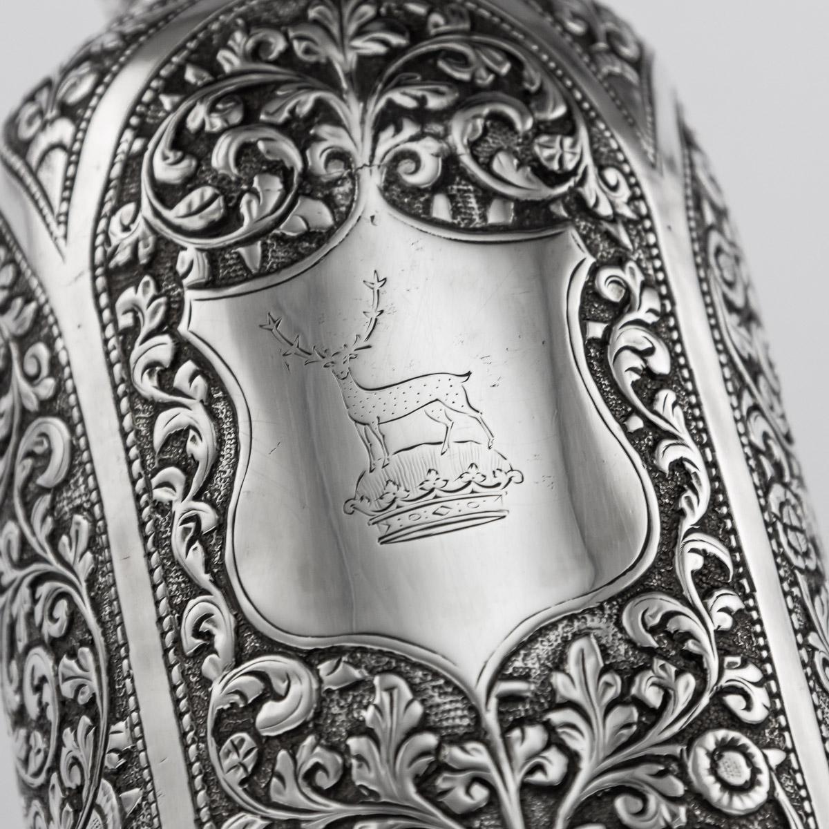 19th Century Indian Cutch Solid Silver Repousse Wine Bottle, Bhuj, circa 1880 7